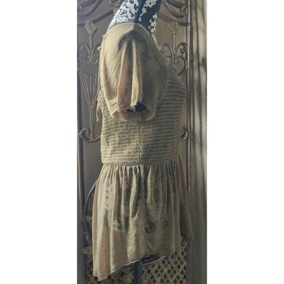 Rewash Juniors Large Boho Green Smocked Flutter Sleeve High Low Burnout Top - Picture 3 of 12